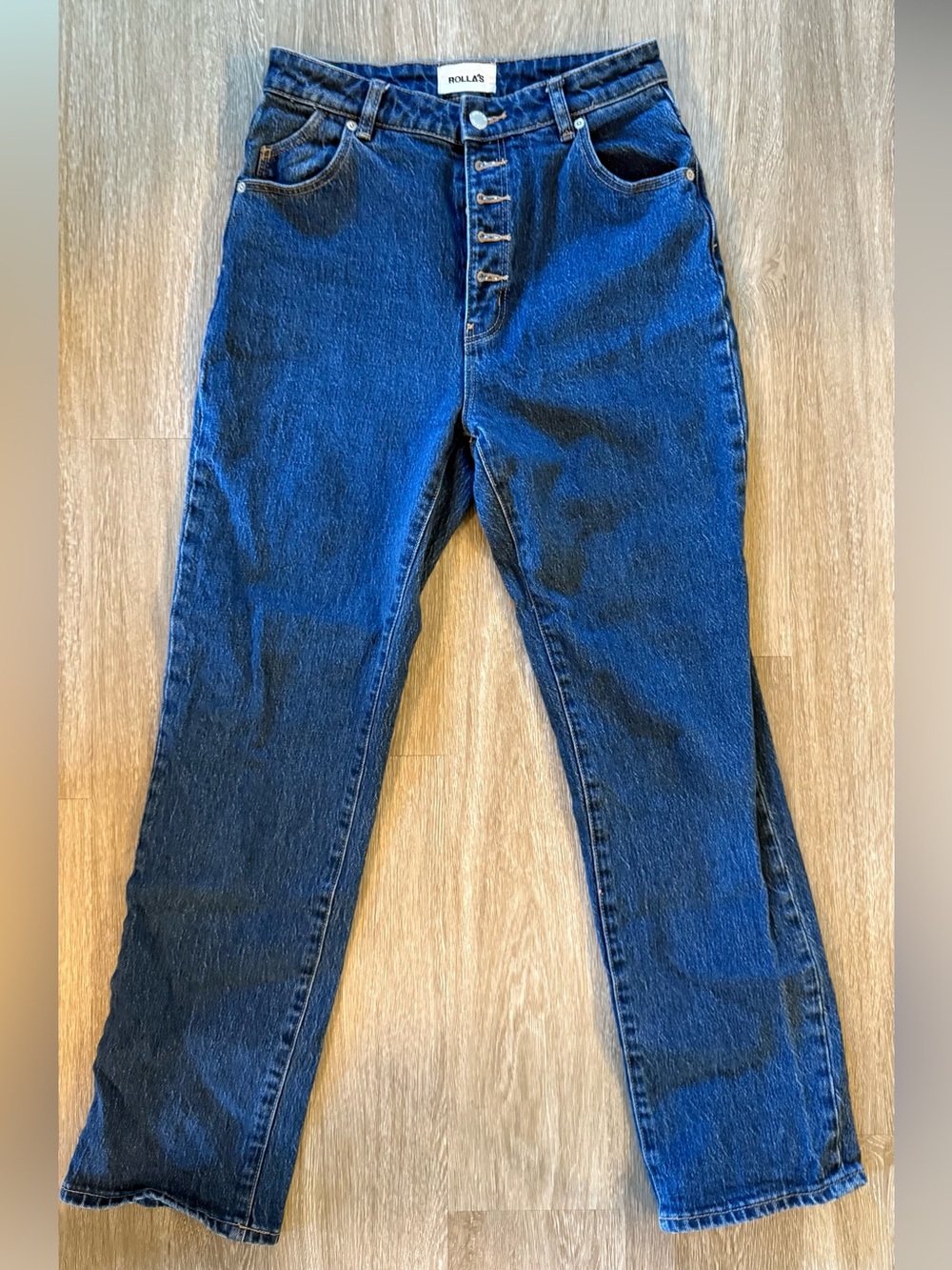 Rolla’s Original High Rise Straight Jeans Dark Wash Button Fly Size 28